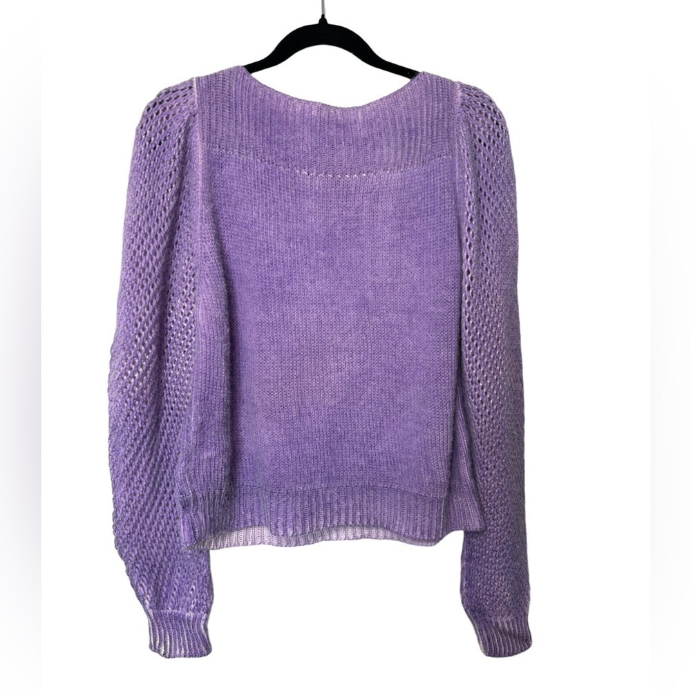 LoveShackFancy Rosie Pullover Sweater Sz S Lavender Wool Alpaca - Picture 4 of 7